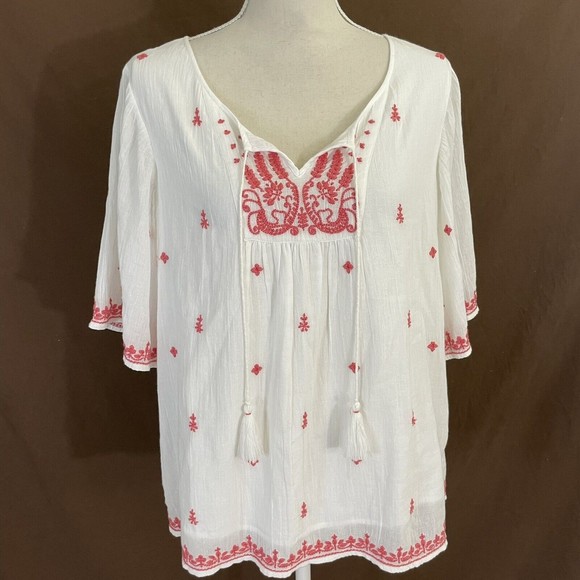 Soft Surroundings Oliana Top SMALL Cotton Embroidered Lined Boho Tunic - Picture 3 of 8